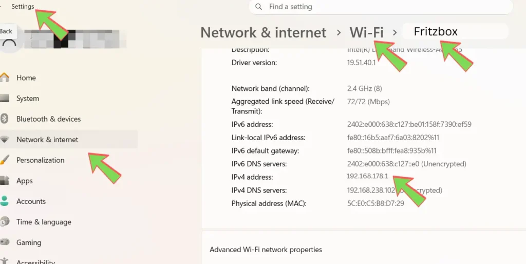 Router-IP addresse finden